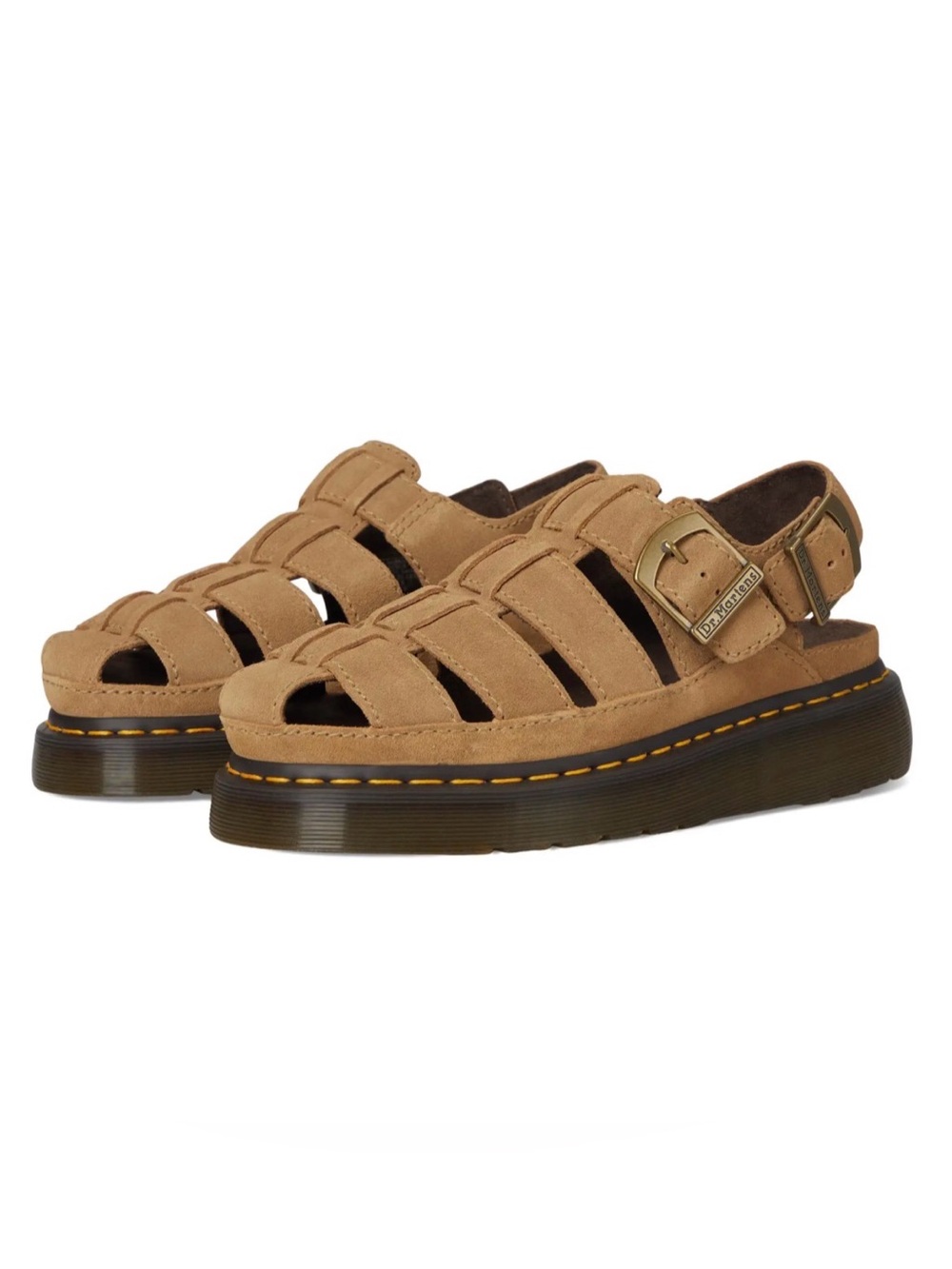 Dr. Martens Tan Suede Fisherman Platform Sandals